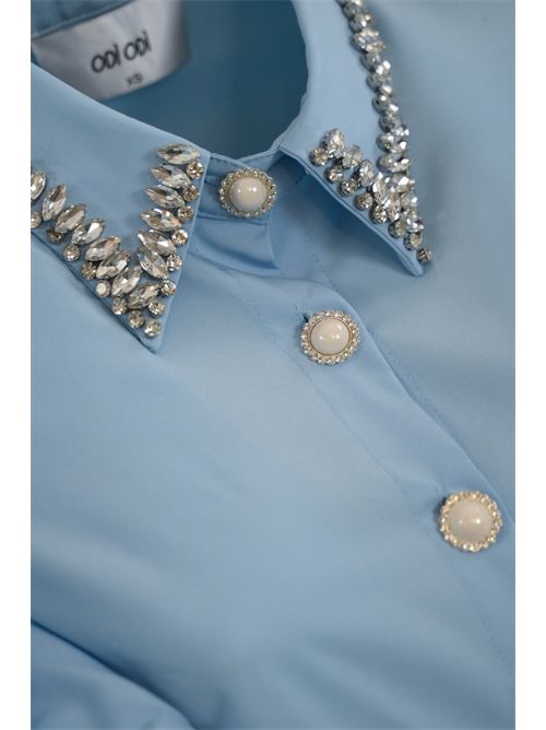 Camicia Trabia con rouches e cristalli Celeste ODI ODI | TRABIA 250S5CELESTE